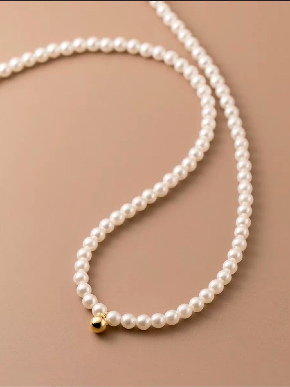 Pearl Strand Necklace with Gold Accent - White Pearls
